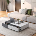 Modern Style Black And White Coffee Table With Two Storage Spaces White Black White Primary Living Space Rectangular Drawers Rectangular Coffee & End Tables Wood