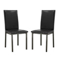 Set Of 2Upholstered Side Chairs In Black Solid Black Dining Room Rectangular Dining Chairs Set Of 2 Faux Leather,Metal