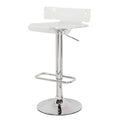 Clear And Chrome Adjustable Swivel Stool Silver Clear Bar Stools & Counter Stools Modern Swivel Plastic Metal