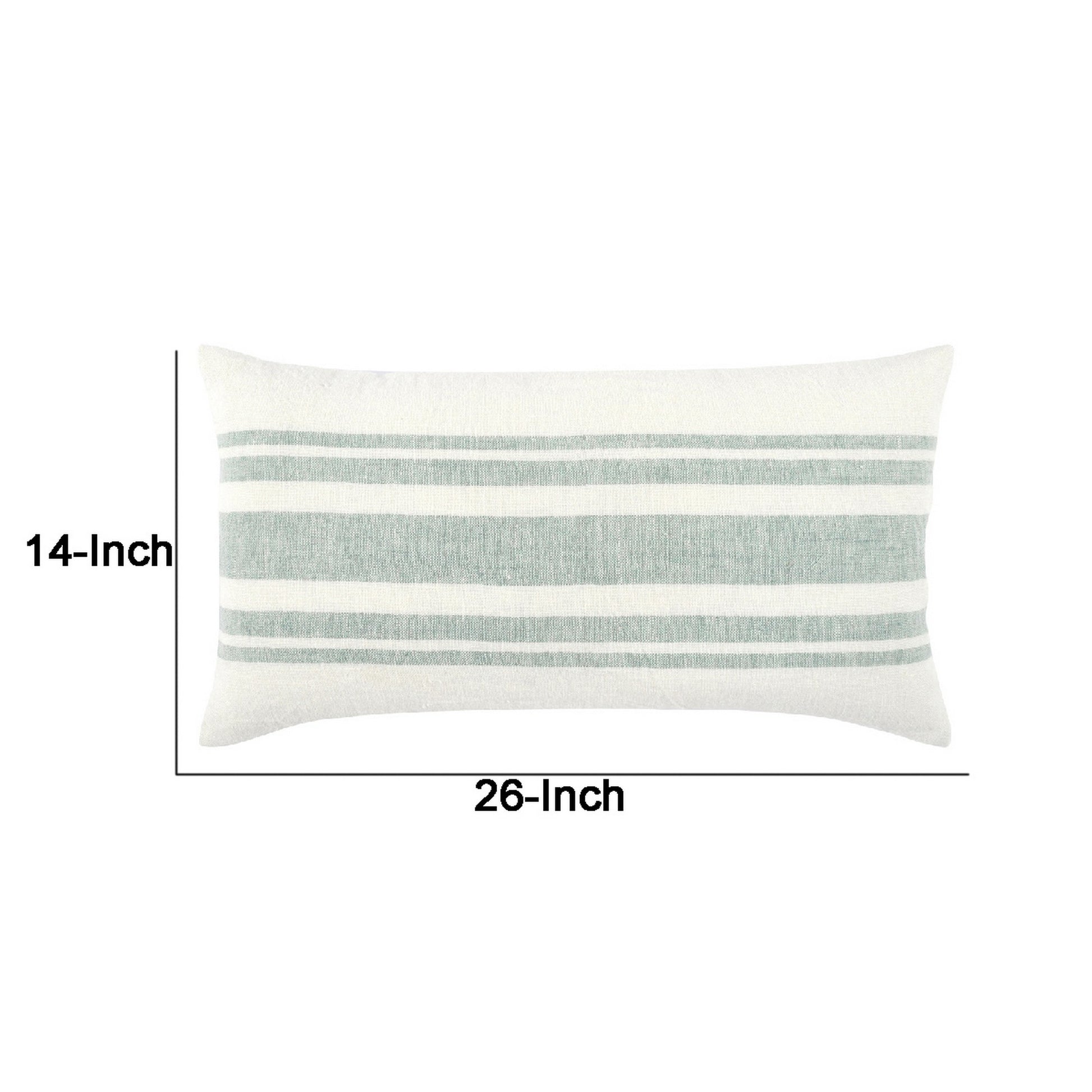 14 X 26 Accent Lumbar Throw Pillow, Stripe Design, Eucalyptus, White, Green White Green Wood