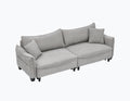 2345 Grey Corduroy Fabric, Sofa Can Be Converted Into A Sofa Bed With Two Throw Pillows, Suitable For Living Room And Other Scenes Gray Corduroy 3 Seat