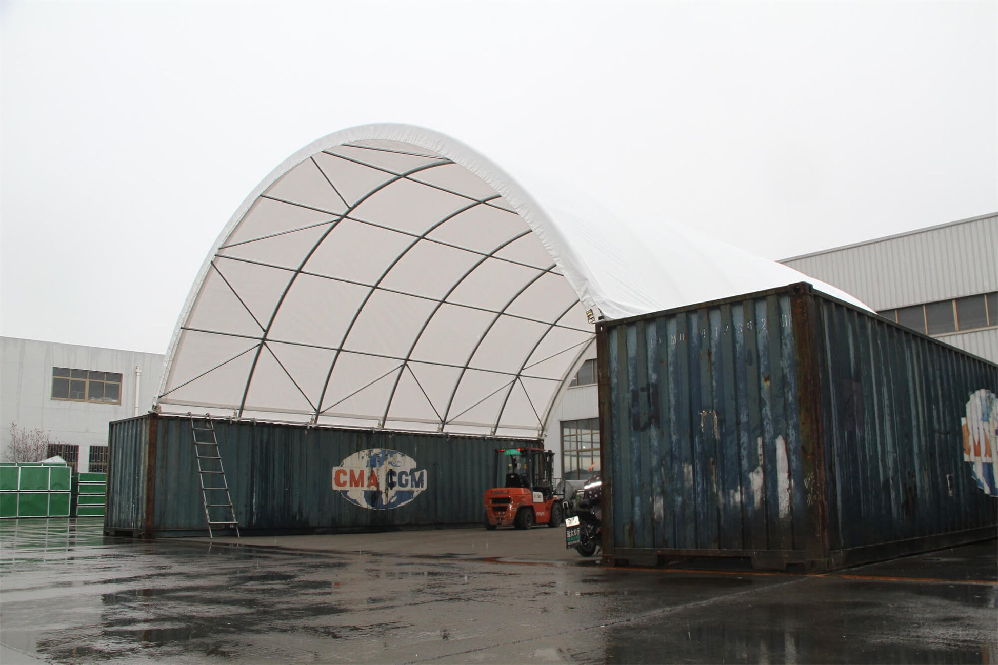 Ping Container Canopy Shelter 40'X40'X13',11 Oz Pe White Steel