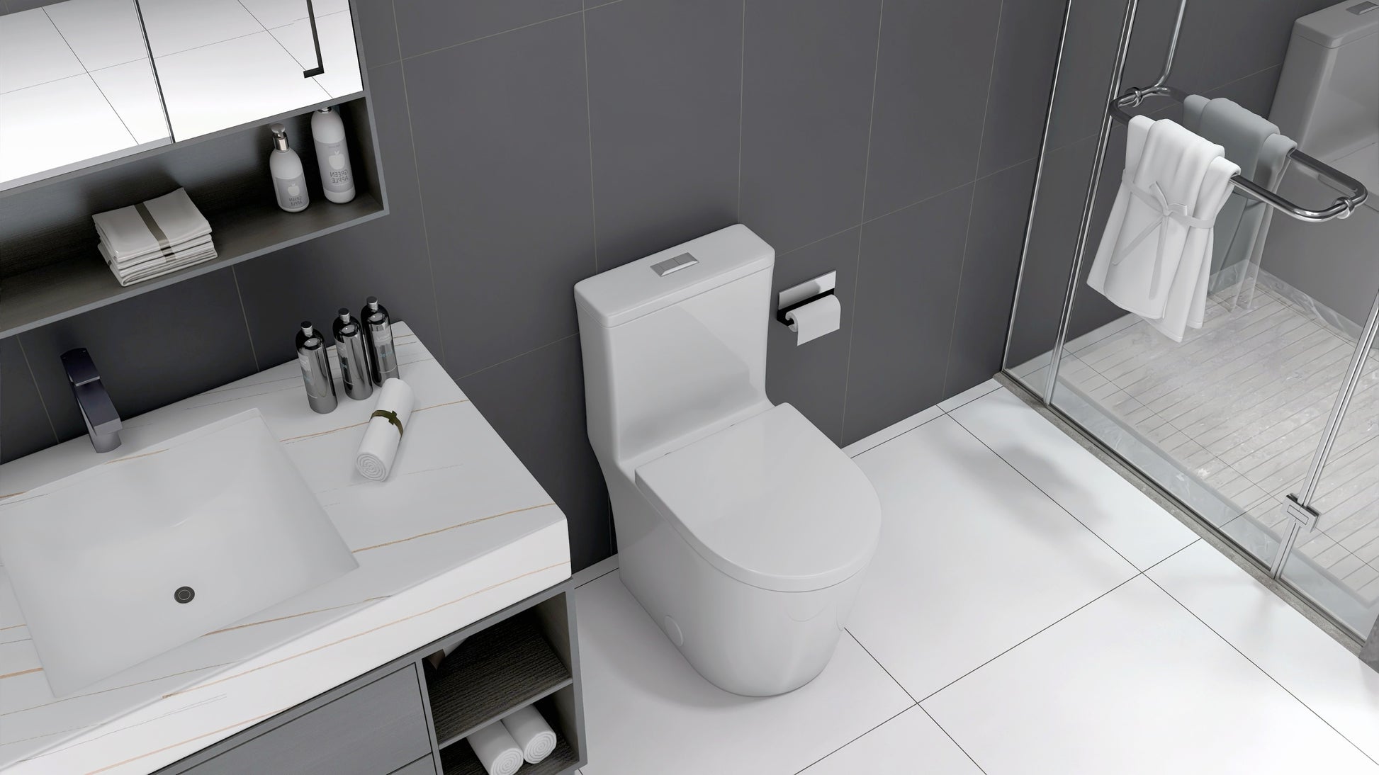 Small Compact One Piece Toilet Dual Flush,23 Inch Short Depth For Tiny Bathroom,White White Bathroom Modern Porcelain