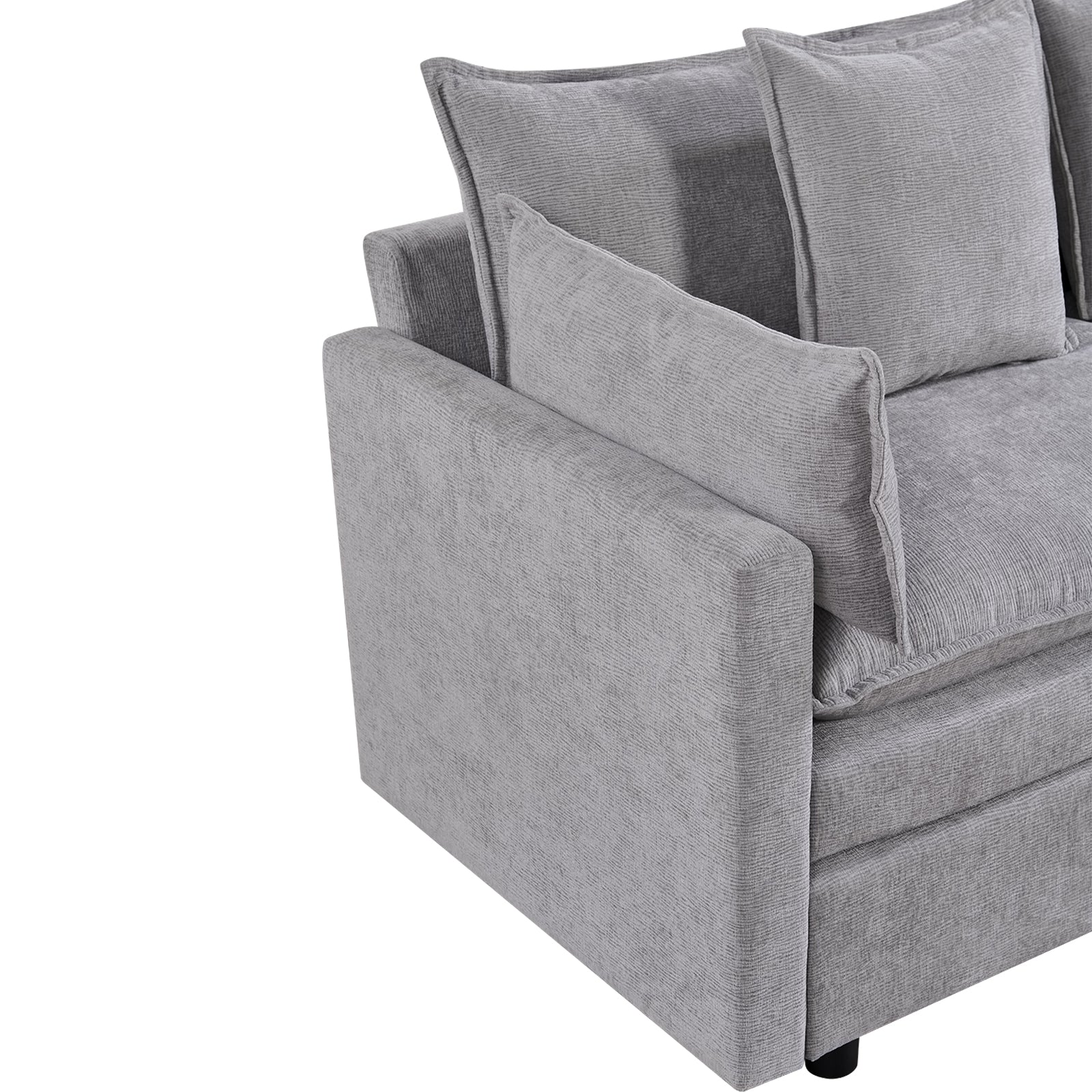 108.66"Modern Chenille L Shaped Sectional Sofa With Convertible Chaise, Comfy Cloud Couch Deep Sectional Sofa With Ottomans For Living Room Light Gray Wood Foam Chenille 3 Seat