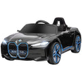 Aosom Electric Car For Kids, 12V Licensed Bmw Ride On Car With 2.4G Remote Control, Suspension System, Horn Honking, Music, Lights For Boys And Girls, Black Black Plastic