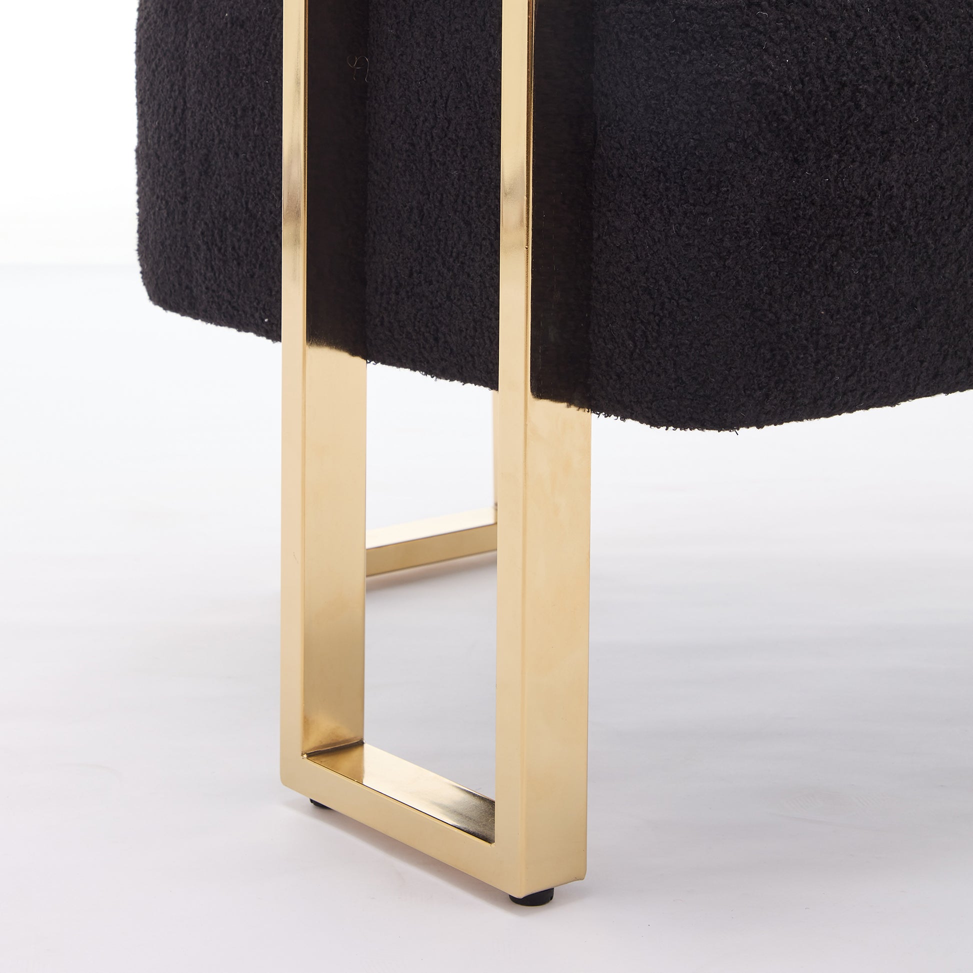Ts Teddy Velvet Upholstered Metal Foot Sofa Black Gold Teddy 1 Seat