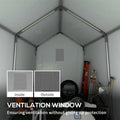 Outsunny 7' X 12' Garden Storage Tent, Heavy Duty Outdoor Shed, Waterproof Portable Shed Storage Shelter With Ventilation Window And Large Door For Bike, Motorcycle, Garden Tools, Gray Gray Steel
