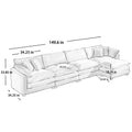 Modern Upholstered L Shape Modular Sectional Sofa, 4 Seater Sofa With With 1 Ottoman, Comfortable Corduroy Fabric Couch Sofa, Light Beige Corduroy Fabirc Beige Corduroy 4 Seat