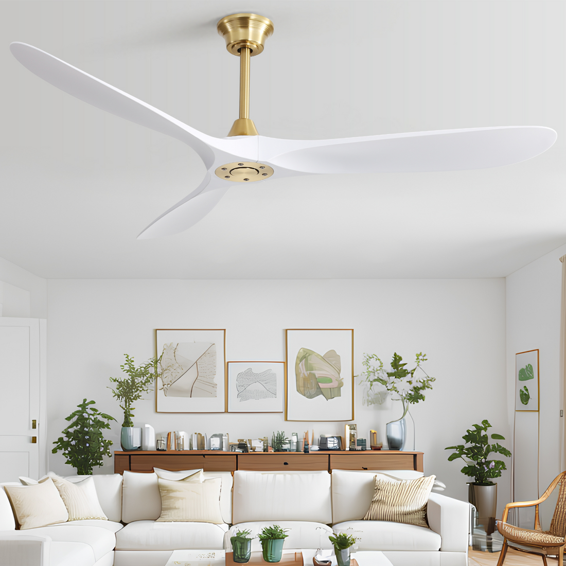 60 Inch Indoor Modern Abs Smart Ceiling Fan With 6 Speed Remote Control Reversible Dc Motor For Bedroom Gold Abs