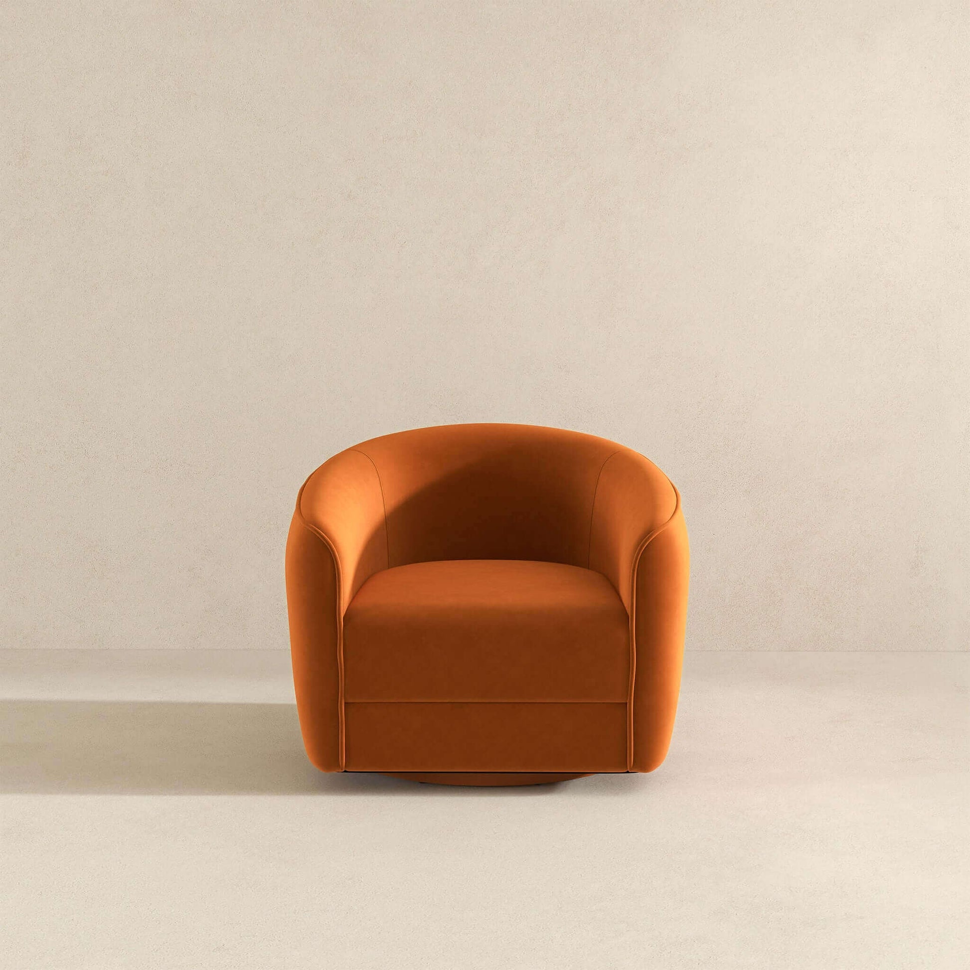 Elise Mid Century Modern Burnt Orange Velvet Swivel Chair Burnt Orange Mid Century Modern Foam Velvet