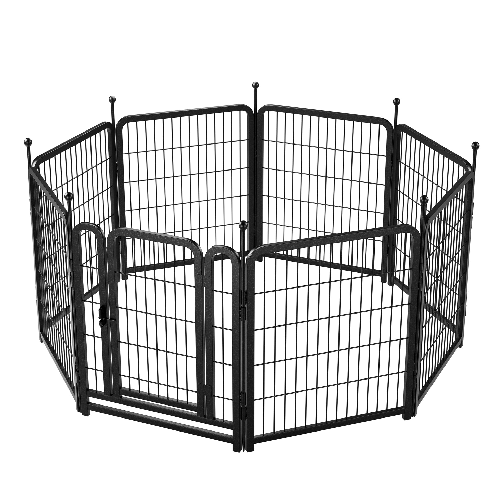 Dog Playpen 8 Panels 32" Height Heavy Duty Dog Fence Puppy Pen For Large Medium Small Dogs Indoor Outdoor Foldable Pet Exercise Pen Black Iron