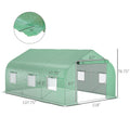 Outsunny 11.5' X 10' X 7' Walk In Greenhouse, Tunnel Green House With Zippered Mesh Door And 6 Mesh Windows, Gardening Plant Hot House With Galvanized Steel Frame, Green Green Steel