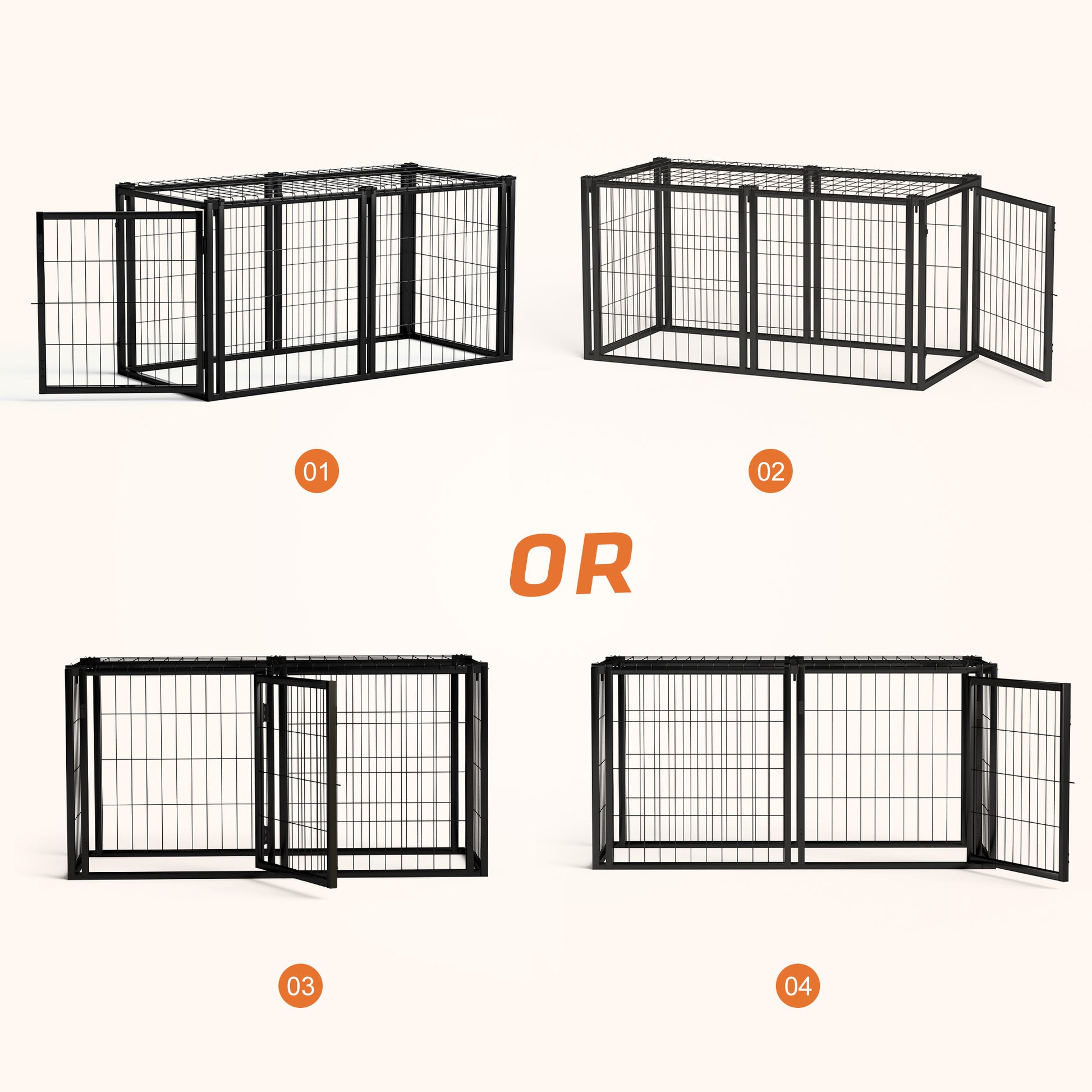 Dog Crate 47.2" Dog Kennel For Small Medium Dogs, Puppy Dog Playpen With Top, Pet Cage, Indoor, Black.47.2"L X 22"W X 24"H. Black Iron