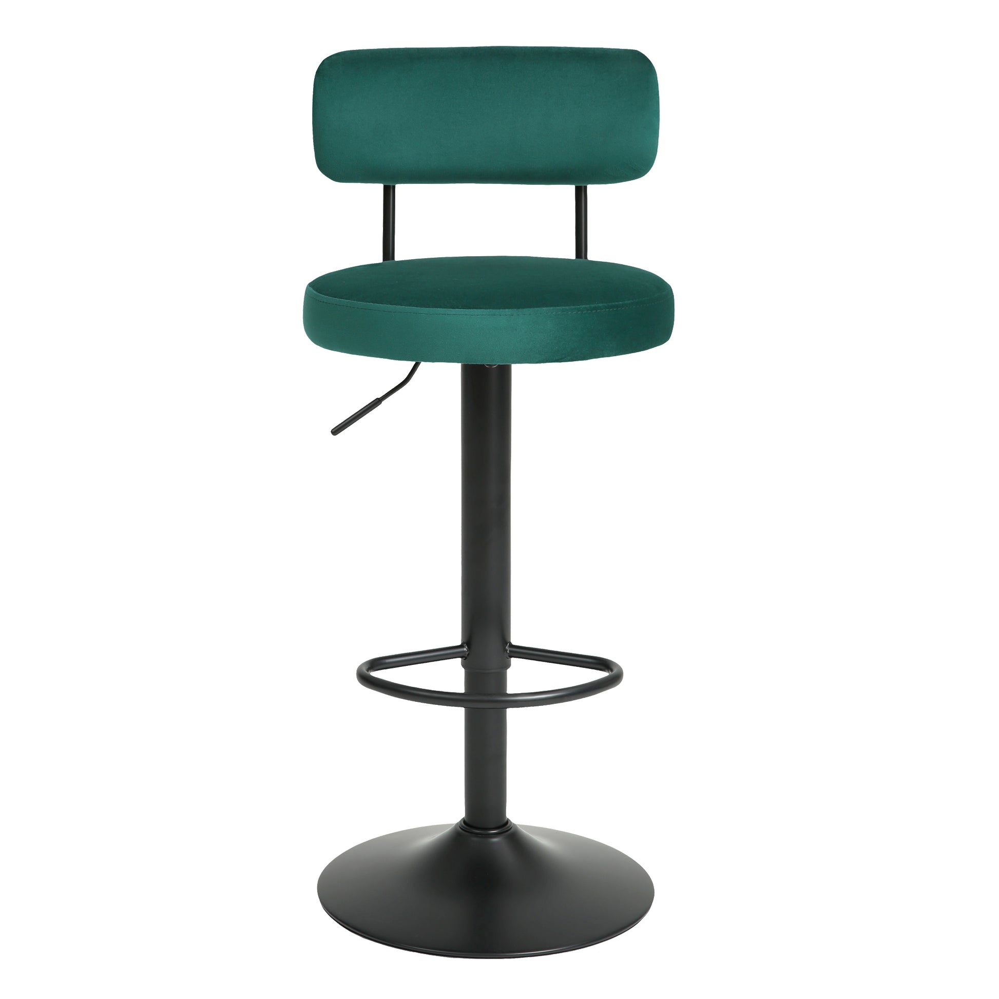 Modern Bar Stools Set Of 2,Curved Backrest Upholstered Counter Height Bar Stools,Adjustable Bar Stool 24.5" 30.5", Swivel Counter Stools For Kitchen Home Green Velvet