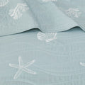 4 Piece Cotton Reversible Embroidered Quilt Set With Throw Pillow Aqua King Cal King King Aqua Cotton