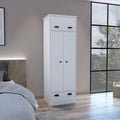 Falkland Armoire With 1 Drawer And 1 Hinged Drawer With Handles White Bedroom Modern Particle Board