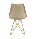 Modern Dining Chairs With Shell Lounge Plastic Seat And Golden Steel Legs Kitehcn Chairs Meeting Room Chairs Living Room,Set Of 4, Beige Pu Beige Metal