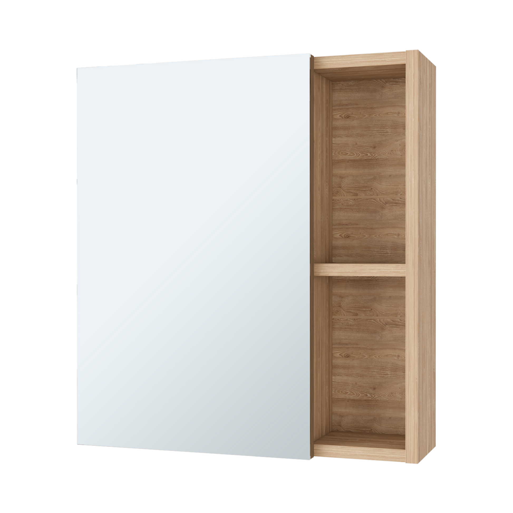 Lincoln Mirrored Medicine Cabinet, Five Interior Shelves Beige 5 Bathroom Wall Mounted Modern Mdf Engineered Wood