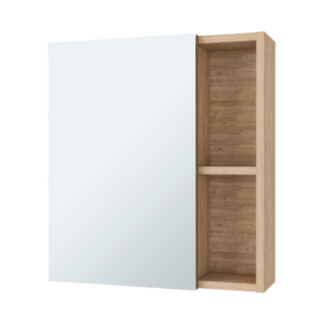 Lincoln Mirrored Medicine Cabinet, Five Interior Shelves Beige 5 Bathroom Wall Mounted Modern Mdf Engineered Wood