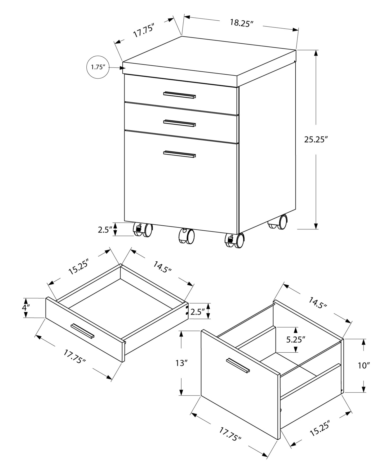 File Cabinet, Rolling Mobile, Storage Drawers, Printer Stand, Office, Work, White Laminate, Contemporary, Modern White Particle Board