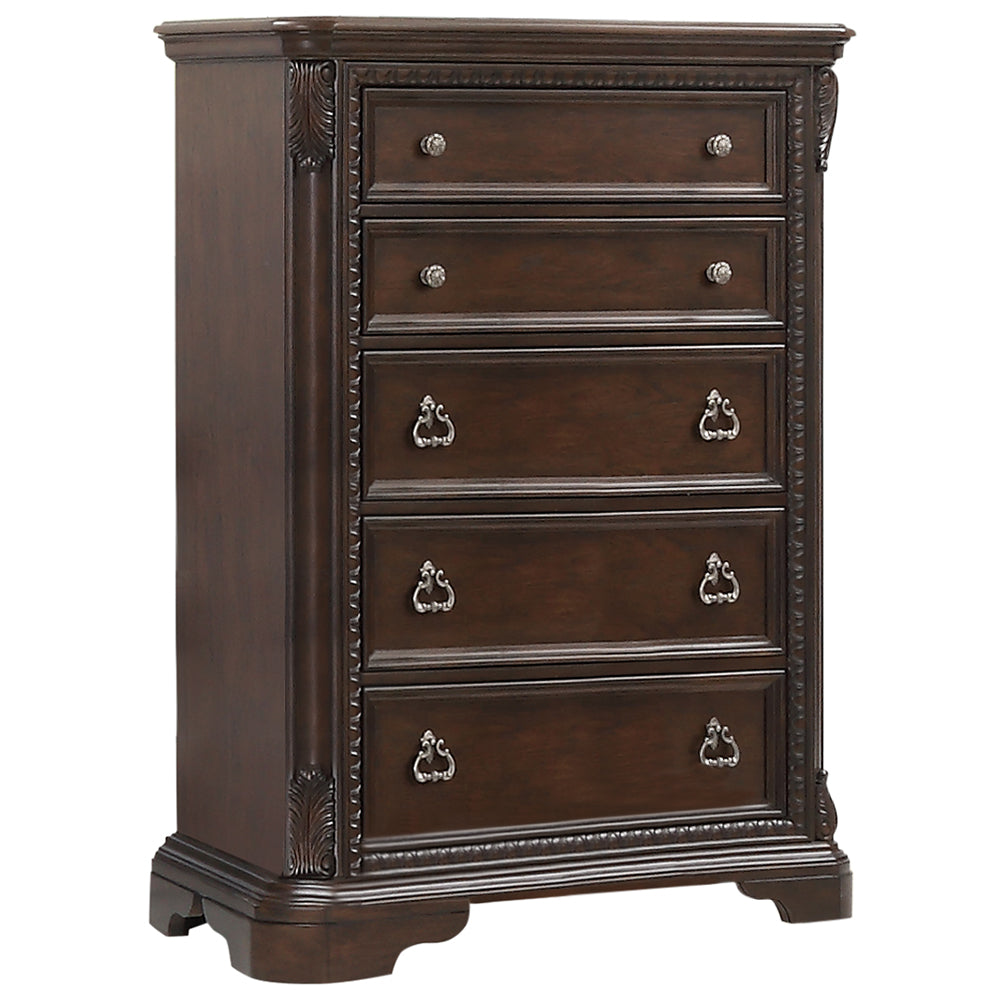 Mahogany Traditional 5 Drawer Chest Mahogany Solid Wood Mdf