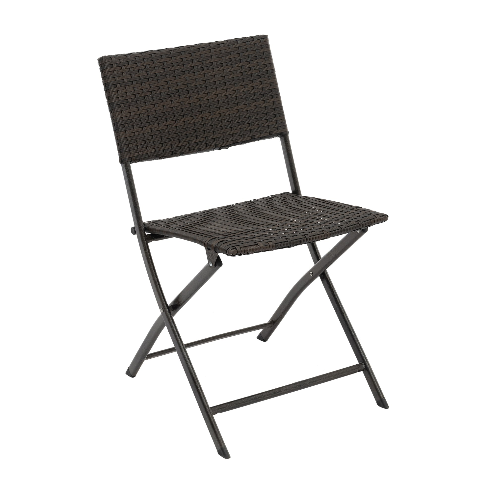 Rattan Patio Bistro Set, 3 Piece Foldable Outdoor Patio Furniture Sets, With Folding Table And Two Chairs, For Garden, Backyard, Pool, Lawn, Porch, Balcony, All Weather Rattan Style Brown Rattan