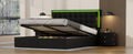 3 Pieces Bedroom Sets,Queen Size Upholstered Bed With Led Lights,Hydraulic Storage System, Two Nightstands With Crystal Decoration,Black Queen Black 3 Piece Set Wood