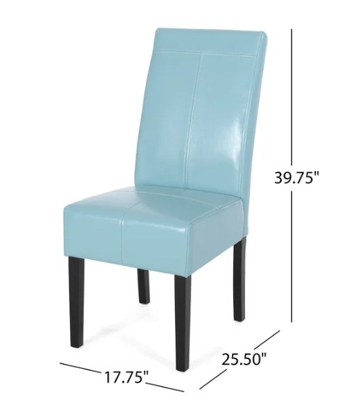 Pertica Kd Dining Chair2Pcs Set Teal Blue Leather