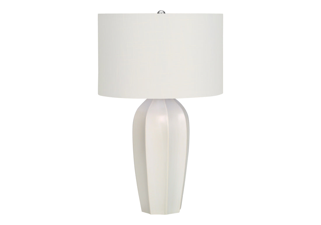 Lighting, 27"H, Table Lamp, Cream Ceramic, Ivory Cream Shade, Modern Cream Ceramic