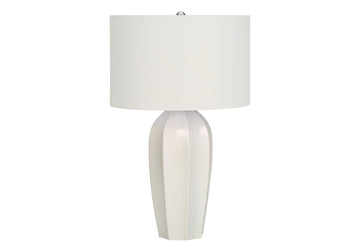 Lighting, 27"H, Table Lamp, Cream Ceramic, Ivory Cream Shade, Modern Cream Ceramic