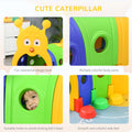 Qaba Caterpillar Tunnel For Kids, Outdoor Indoor Climb And Crawl Through, Play Equipment For Toddler 3 6, 4 Sections, For Daycare, Preschool, Playground, Multicolor Colorful Plastic