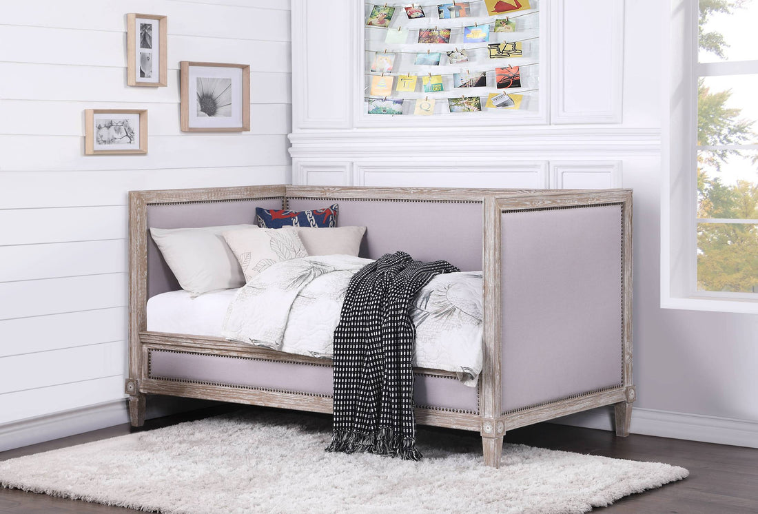 Beige And Weathered Oak Twin Daybed Twin Beige Wood Bedroom Pine Linen Wood