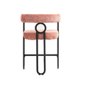 Coolmore Bar Stools Set Of 2, Modern Bar Stool With Back, Black Metal Frames, Upholstered Bar Stools For Kitchen Island, Pub, Club Pink Chenille Pink Foam Chenille