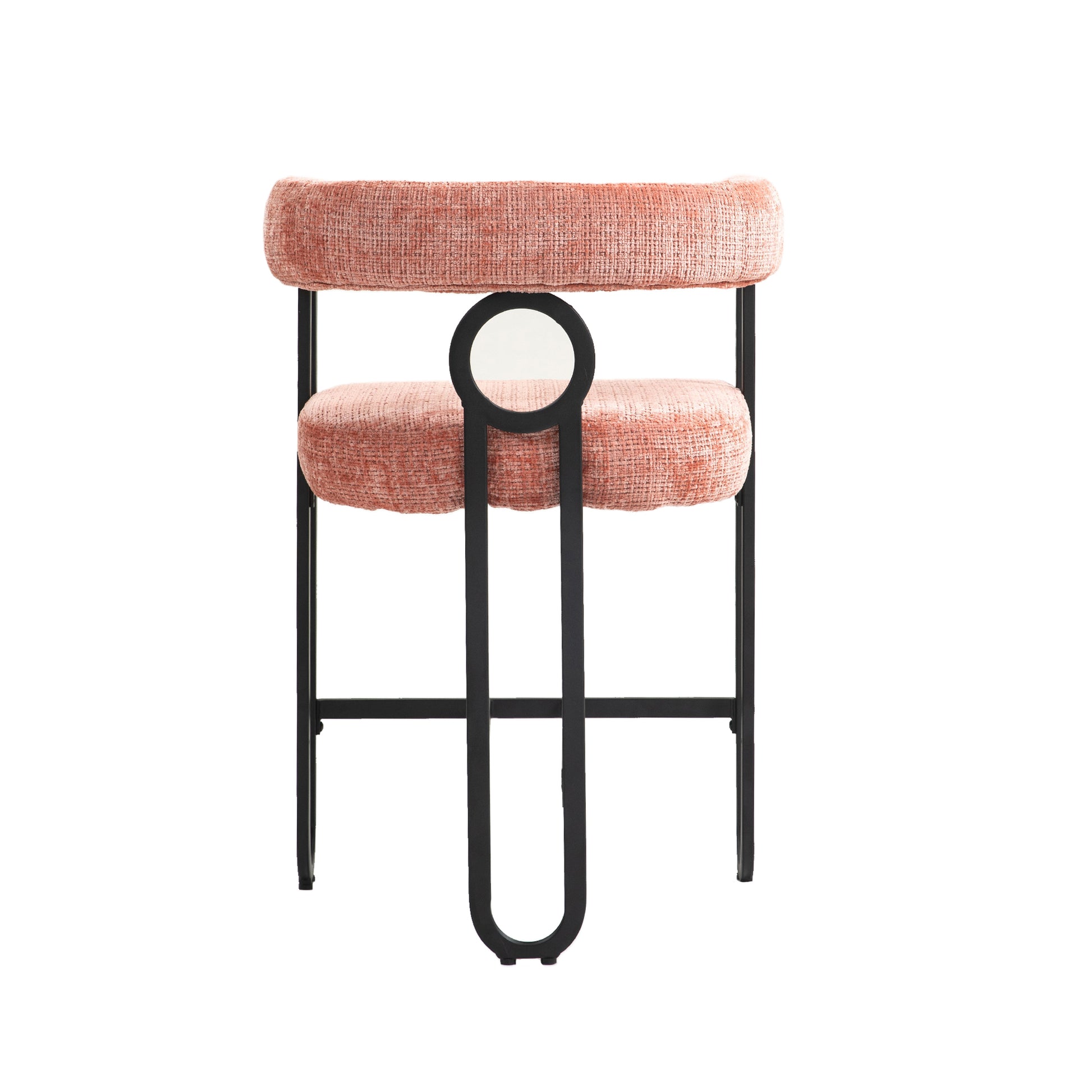 Coolmore Bar Stools Set Of 2, Modern Bar Stool With Back, Black Metal Frames, Upholstered Bar Stools For Kitchen Island, Pub, Club Pink Chenille Pink Foam Chenille