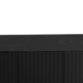 Led Carved Line 3 Door Storage Cabinet,Sideboard Buffet Cabinet With Adjustable Shelf,Large Storage Accent Cabinet For Living Room,Dining Room 5 Or More Shelves Black Primary Living Space Adjustable Shelves Luxury,Modern Particle Board Mdf