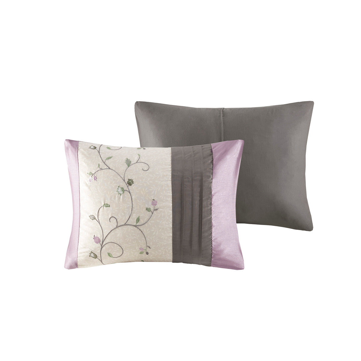 Embroidered 7 Piece Comforter Set Purple Queen Queen Purple Polyester