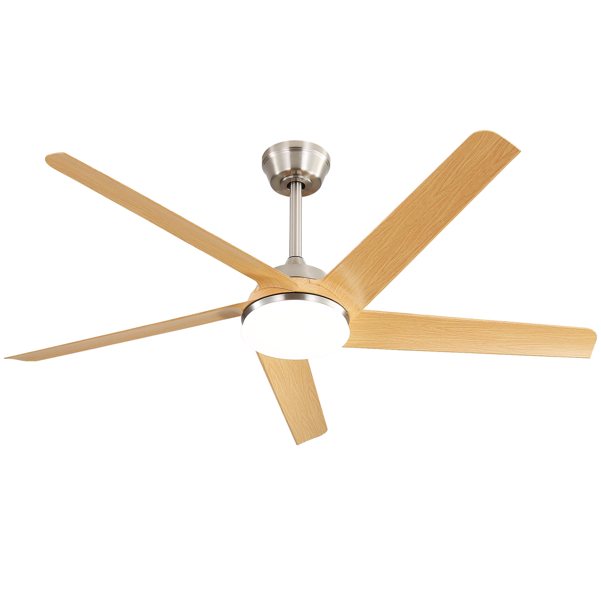 52 Inch Modern Ceiling Fan With Dimmable Led Light And Remote Control 5 Abs Blades 3 Color Tempearture Brushed Nickel Abs