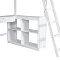 Twin Size Loft Bed With U Shaped Desk, Drawers And Storage Shelves, White Box Spring Not Required Twin White Wood Bedroom Solid Wood Mdf