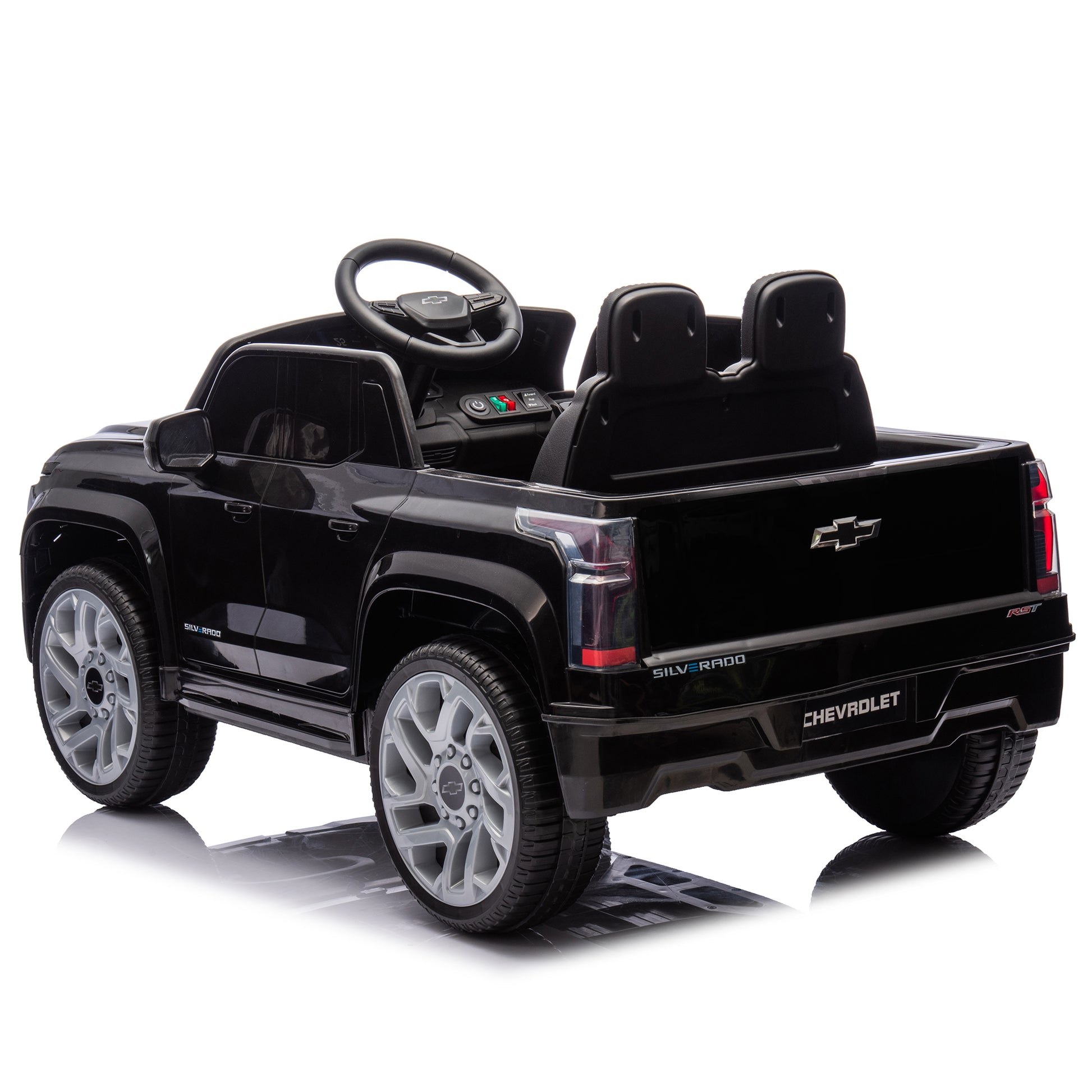 24V Kids Ride On Car W Parents Control,Licensed Chevrolet Silverado,Four Wheel Suspension,Led Lights,Bluetooth,Music,Usb,Mp3,Power Display,Speeds 2.49 3.73Mph For Kids Aged 2 5. Black 50 99 Lbs