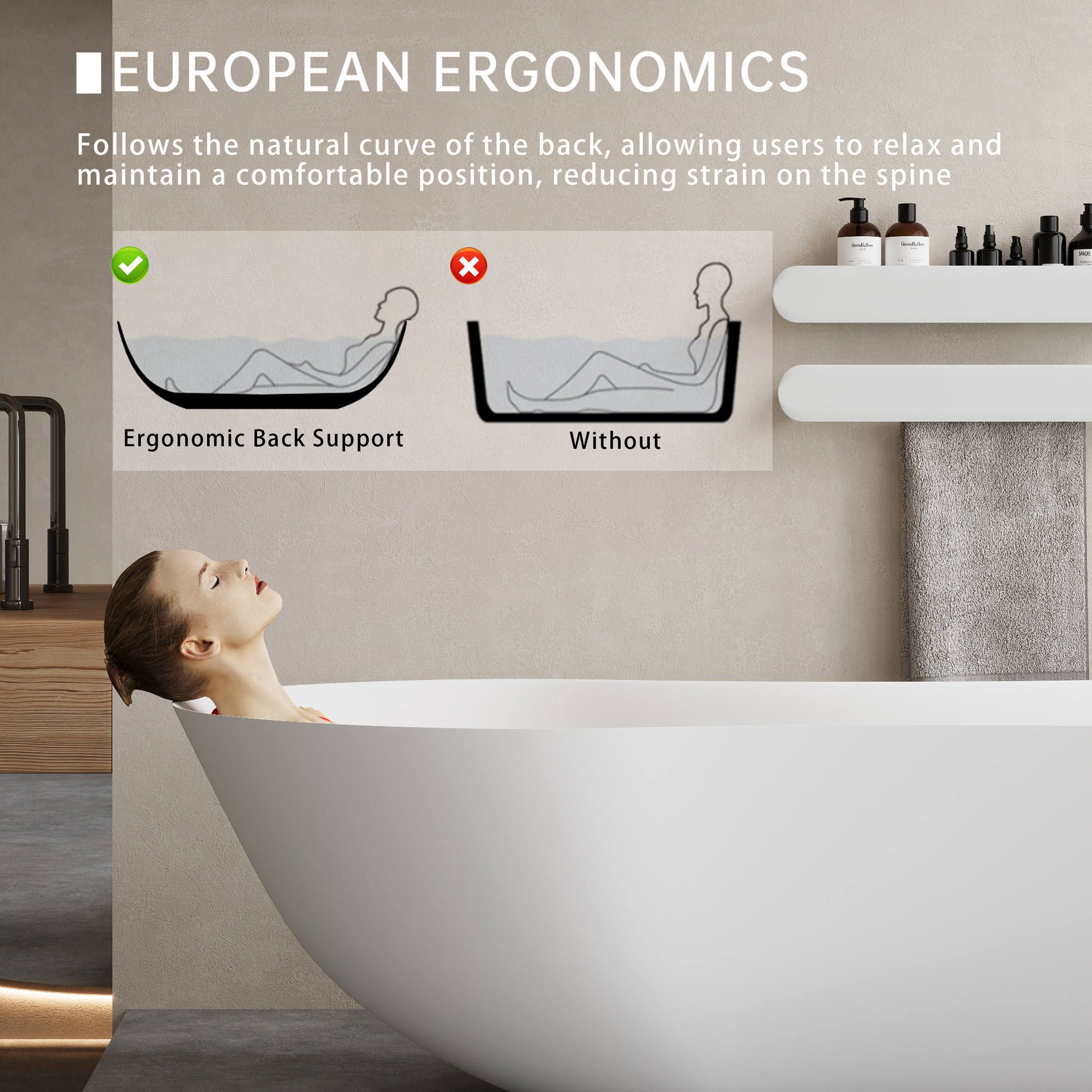 67" Freestanding Solid Surface Bathtub, Stone Resin Freestanding Bath Tub With Overflow And Pop Up Drain, Matte White 24S10 67Mw Matte White Bathroom Freestanding Tubs Solid Surface