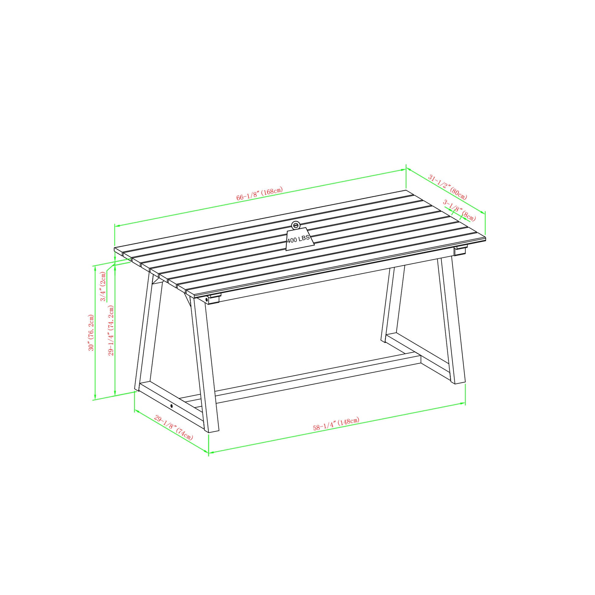 Contemporary Solid Wood Slat Top Patio Dining Table Natural Natural Wood Acacia Wood