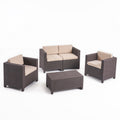 Mikael 4Pc Chat Set Brown Beige Metal Waterproof Fabric