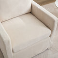 29.92'' Swivel Accent Chair, Upholstered Skirted Swivel Chair With Removable Back Cushion, 360 Degree Comfy Armchair For Living Room, Nursery, Lounge,Office,Beige Chenille Beige Chenille
