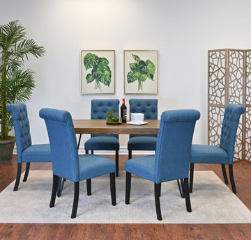 Ashford 7 Piece Dining Set, Hairpin Dining Table With 6 Chairs, 4 Color Options Brown Metal Dining Room Fixed Table Rubberwood Rectangular Dining Table With Chair Wood Wood Brown Seats 6 Rectangular 4 Leg Mdf Metal