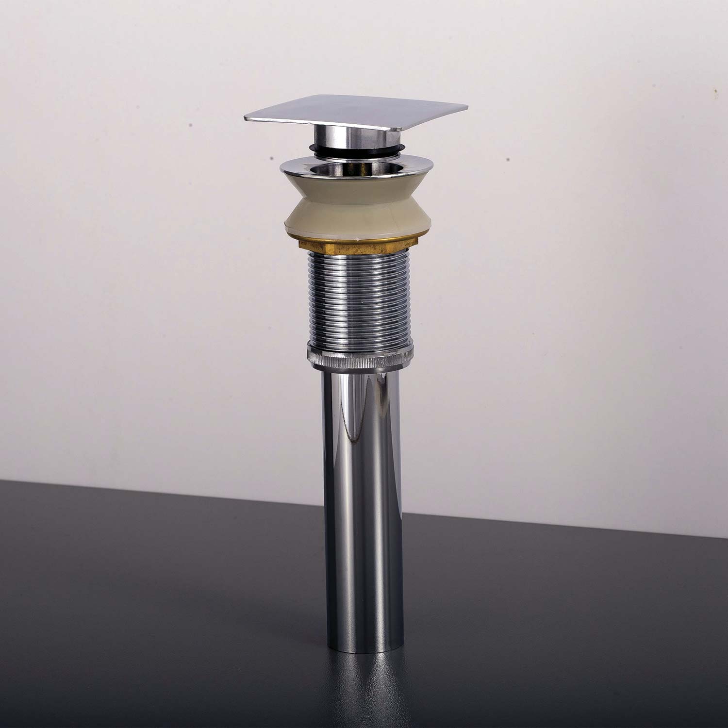 Dax Square Vanity Sink Pop Up Drain Without Overflow Chrome Brass