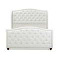 Marcella Upholstered Shelter Headboard Bed Set, Queen, Antique White Polyester Box Spring Required Queen Antique White Wood Foam Polyester Polyester