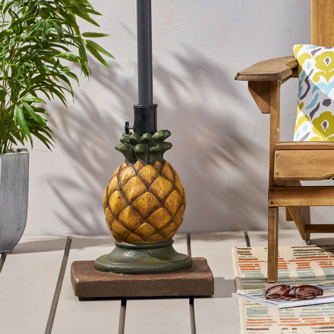 Pineapple Umbrella Base Yellow Concrete