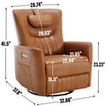 Yellow Brown Leatheraire Swivel And Rocker Power Recliner Chair With Lumbar And Neck Support Pillow, Heavy Duty Motion Mechanism With Usb And Type C Yellow Brown Faux Leather Power Push Button Metal Primary Living Space Medium Firm Tight Back Heavy Duty