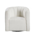 Modern Contemporary Swivel Chair With Ottoman White Boucle Fabric Upholstery Solid Wood Living Room Furniture White Primary Living Space Contemporary,Modern Plywood,Solid Wood