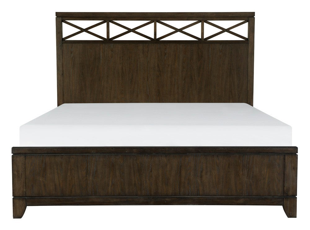 Contemporary Style Bedroom 1Pc Eastern King Bed Headboard With X Frame Insert Dark Brown Finish Wooden Furniture Modern Look Box Spring Required King Dark Brown Wood Bedroom Contemporary,Modern Panel Wood